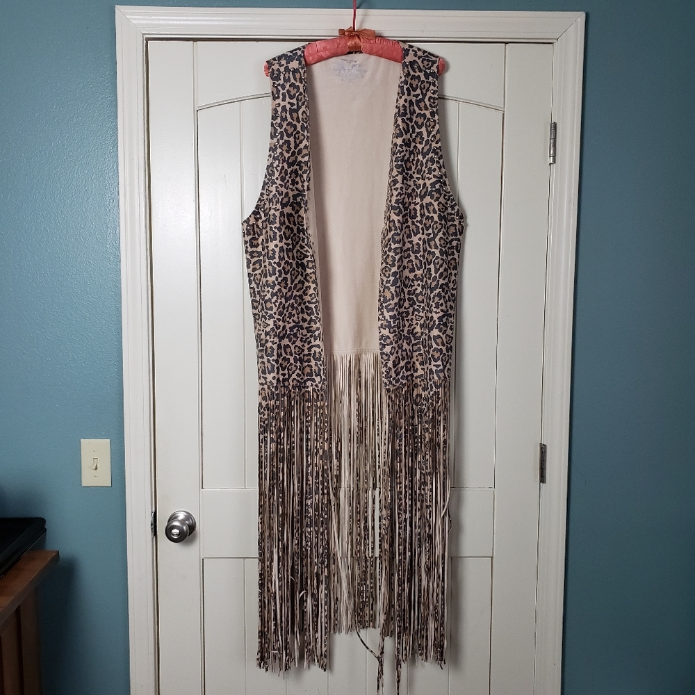 Crazy Train Women's Leopard Print Duster Fringe